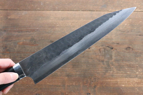 Shungo Ogata Super Bleu Martelé Finition noire Gyuto  240mm Micarta noir Manipuler - japanny-FR