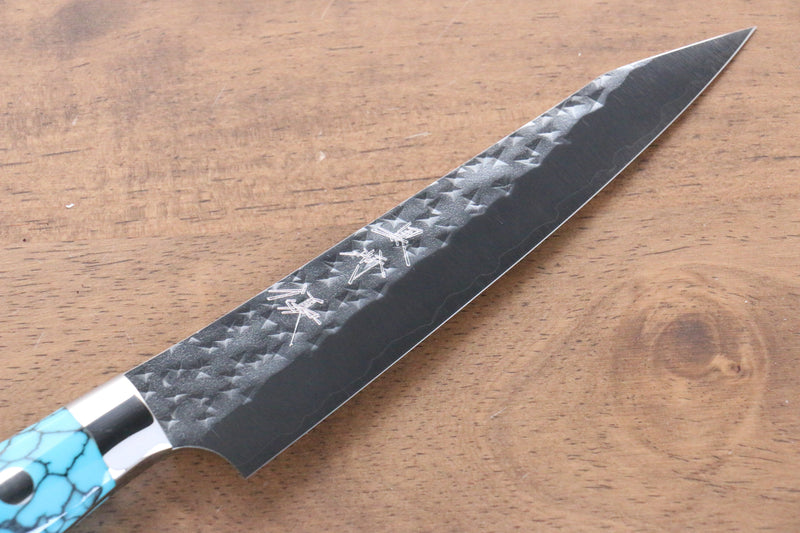 Yu Kurosaki Senko R2/SG2 Martelé Petite-utilité  130mm Turquoise Manipuler - japanny-FR