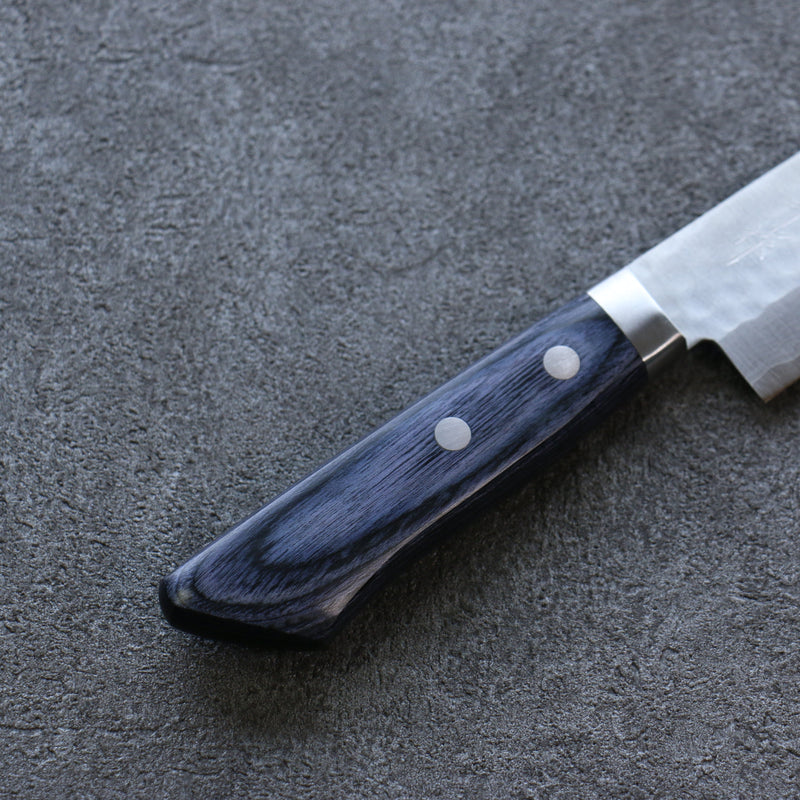 Kunihira Tanryu VG10 Martelé Petit Santoku  130mm Bois de pakka bleu Manipuler - japanny-FR