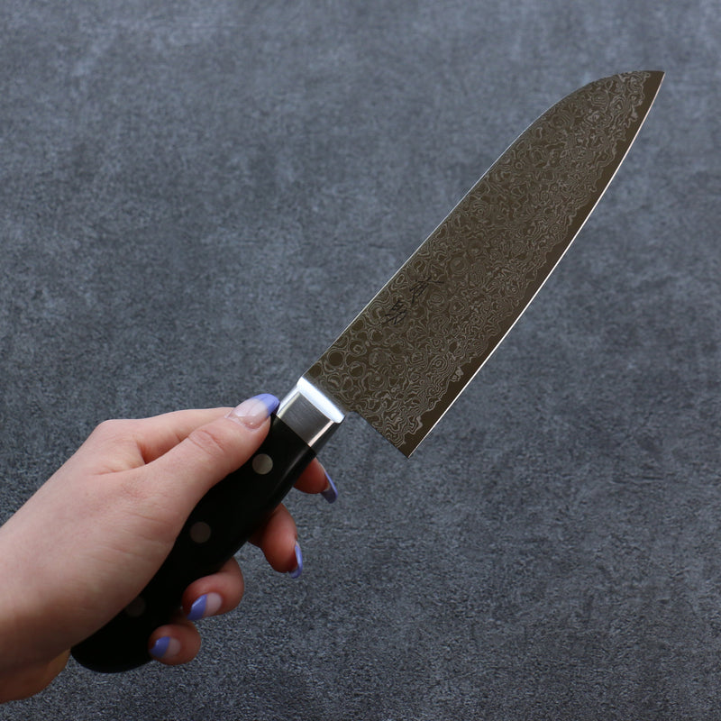 Seisuke ZA-18 Damas Santoku  165mm Bois de pakka noir Manipuler - japanny-FR