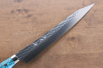 Yu Kurosaki Senko R2/SG2 Martelé Sujihiki  240mm Turquoise Manipuler - japanny-FR