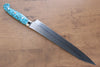 Yu Kurosaki Senko R2/SG2 Martelé Sujihiki  270mm Turquoise Manipuler - japanny-FR