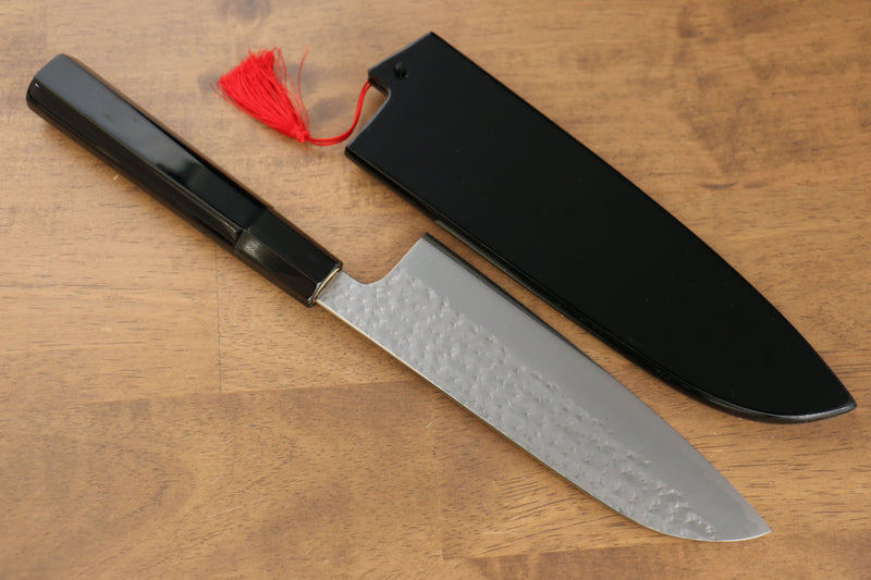 Yu Kurosaki Senko R2/SG2 Martelé Dragon Chinkin Santoku  165mm Laqué Manipuler avec Gaine - japanny-FR