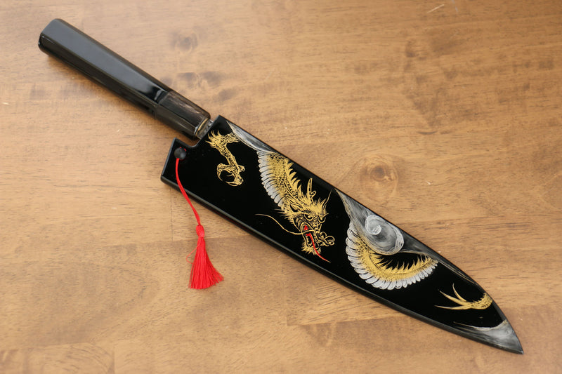 Yu Kurosaki Senko R2/SG2 Martelé Dragon Chinkin Gyuto  240mm Laqué Manipuler avec Gaine - japanny-FR