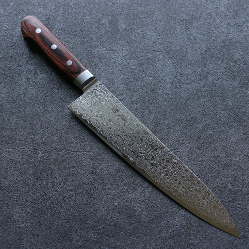 Seisuke Mokusei ZA-18 Finition miroir Damas Gyuto  240mm Bois de Pakka marron Manipuler - japanny-FR