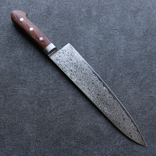 Seisuke Mokusei ZA-18 Finition miroir Damas Gyuto  240mm Bois de Pakka marron Manipuler - japanny-FR