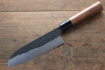 Shungo Ogata Acier Blanc No.2 Finition noire Santoku  165mm Noix Manipuler - japanny-FR