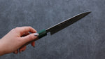 Seisuke Super Bleu Martelé Santoku  165mm Noix(double bague vert ) Manipuler - japanny-FR