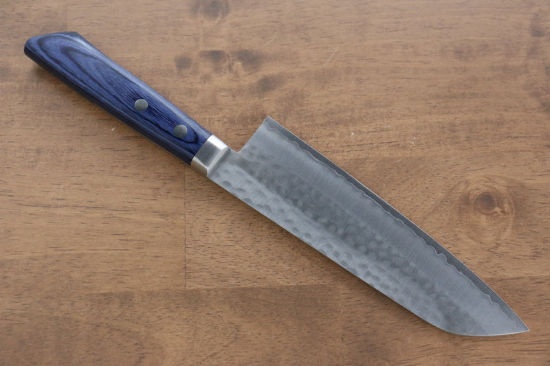 Kunihira VG1 Martelé Santoku  170mm Bois de pakka bleu Manipuler - japanny-FR