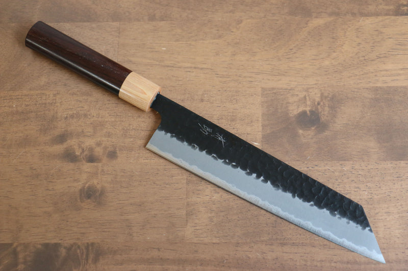 Seisuke Shitan Blue Super Hammered Kurouchi Kiritsuke  210mm Shitan Handle - japanny-FR