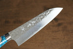 Yu Kurosaki Senko R2/SG2 Martelé Petit Santoku  150mm Turquoise Manipuler - japanny-FR
