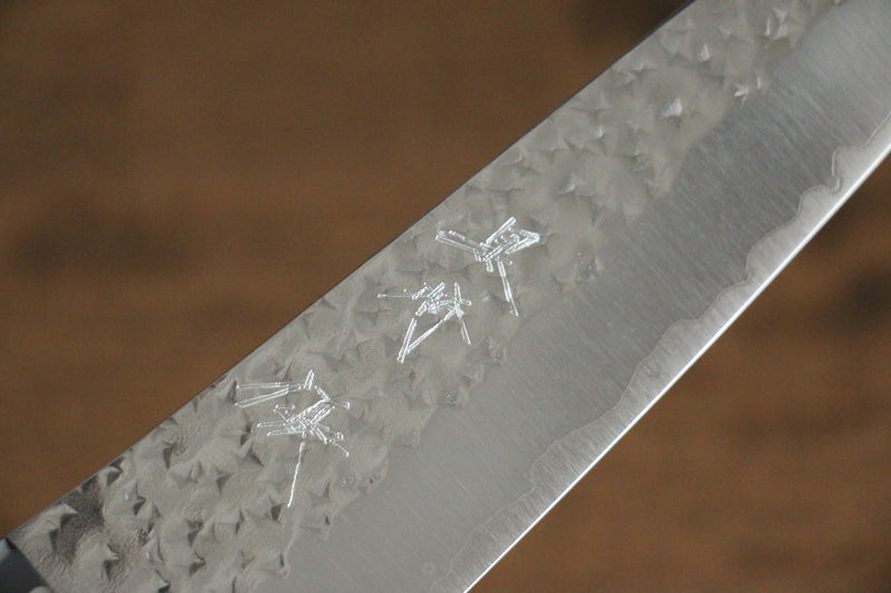 Yu Kurosaki Senko R2/SG2 Martelé Petit Santoku  150mm Turquoise Manipuler - japanny-FR