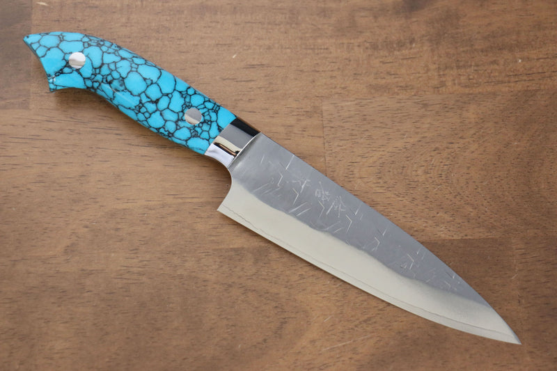 Takeshi Saji SRS13 Martelé Petite-utilité  130mm Bleu turquoise (style Nomura) Manipuler - japanny-FR