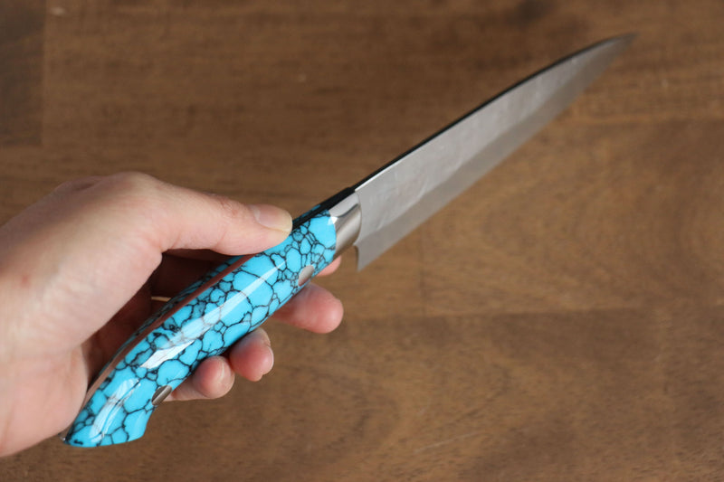 Takeshi Saji SRS13 Martelé Petite-utilité  130mm Bleu turquoise (style Nomura) Manipuler - japanny-FR