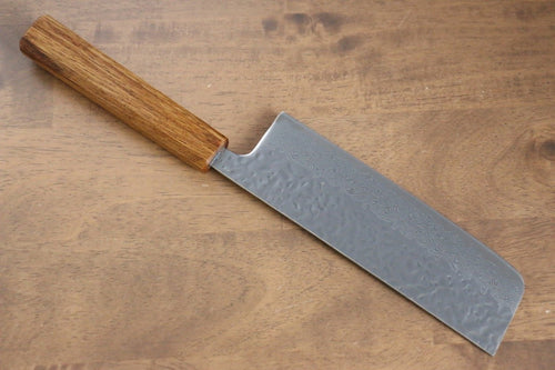 Seisuke Tsukikage AUS10 Migaki Terminé Damaacus martelé Nakiri  170mm Chêne Manipuler - japanny-FR