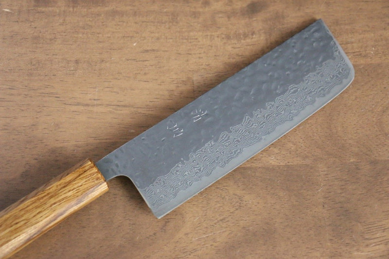 Seisuke Tsukikage AUS10 Migaki Terminé Damaacus martelé Nakiri  170mm Chêne Manipuler - japanny-FR