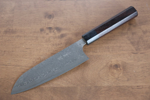 Masakage Kumo VG10 Damascus Santoku  165mm Shitan Handle - japanny-FR