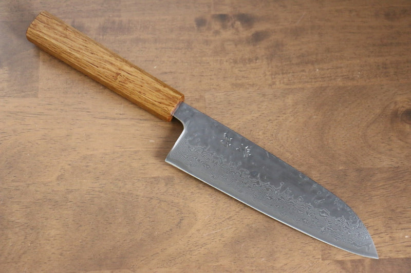 Seisuke Tsukikage AUS10 Migaki Terminé Damaacus martelé Santoku  170mm Chêne Manipuler - japanny-FR