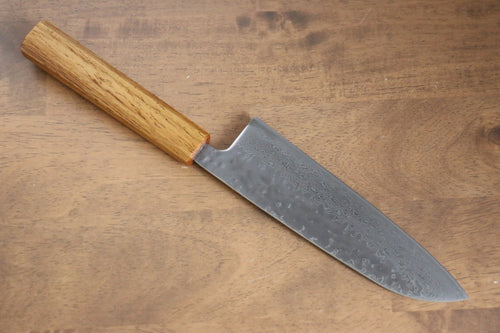 Seisuke Tsukikage AUS10 Migaki Terminé Damaacus martelé Santoku  170mm Chêne Manipuler - japanny-FR