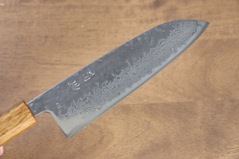 Seisuke Tsukikage AUS10 Migaki Terminé Damaacus martelé Santoku  170mm Chêne Manipuler - japanny-FR