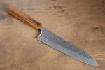 Seisuke Tsukikage AUS10 Migaki Terminé Damaacus martelé Gyuto  210mm Chêne Manipuler - japanny-FR