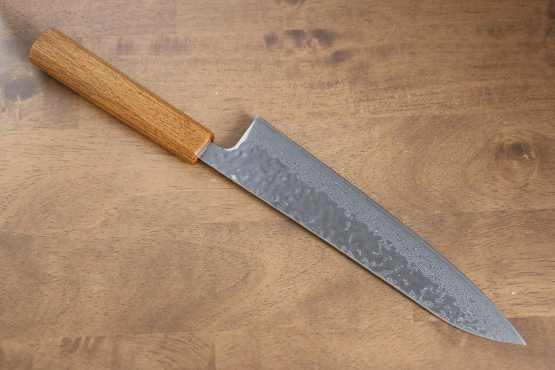 Seisuke Tsukikage AUS10 Migaki Terminé Damaacus martelé Gyuto  210mm Chêne Manipuler - japanny-FR