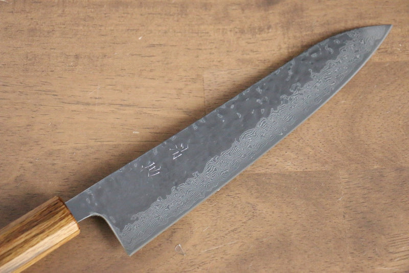 Seisuke Tsukikage AUS10 Migaki Terminé Damaacus martelé Gyuto  210mm Chêne Manipuler - japanny-FR