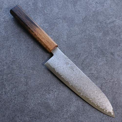 Seisuke VG10 Damas Santoku  180mm Chêne brûlé Manipuler - japanny-FR