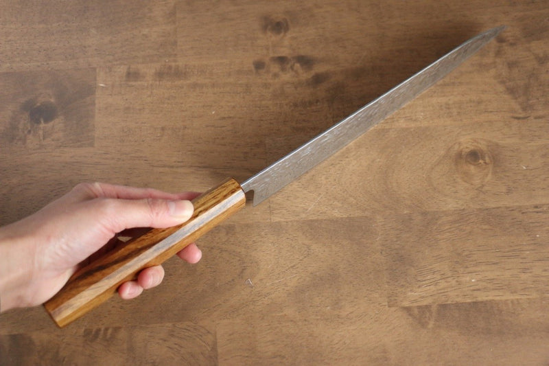 Seisuke Tsukikage AUS10 Migaki Terminé Damaacus martelé Gyuto  240mm Chêne Manipuler - japanny-FR