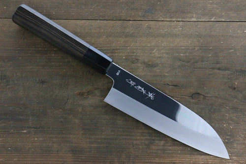 Sakai Kikumori VG10 Finition en miroir Santoku  180mm Bois d'ébène Manipuler - japanny-FR