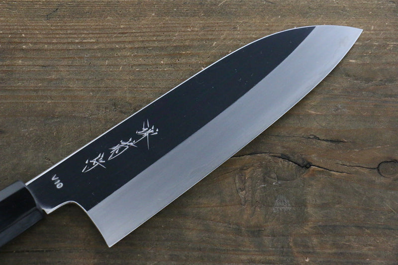 Sakai Kikumori VG10 Finition en miroir Santoku  180mm Bois d'ébène Manipuler - japanny-FR