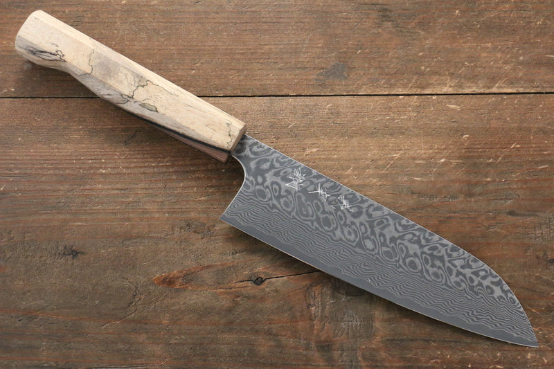 Yoshimi Kato R2/SG2 Damas Santoku  165mm Le kaki noir Manipuler - japanny-FR