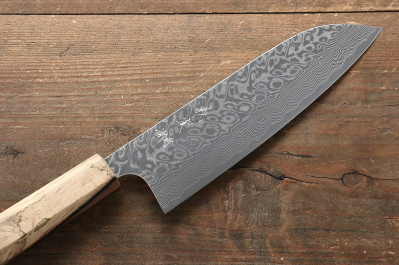 Yoshimi Kato R2/SG2 Damas Santoku  165mm Le kaki noir Manipuler - japanny-FR