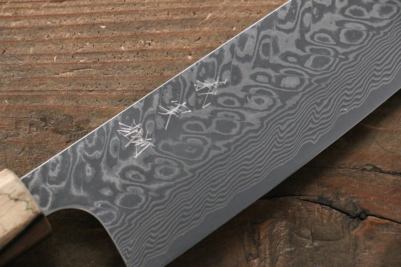 Yoshimi Kato R2/SG2 Damas Santoku  165mm Le kaki noir Manipuler - japanny-FR