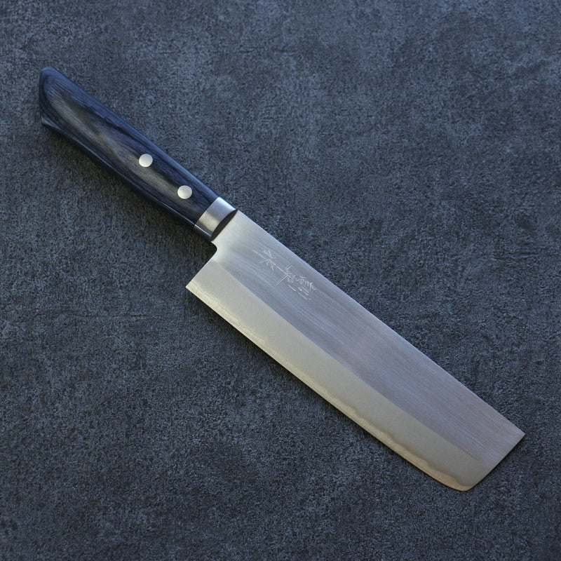 Kunihira VG1 Migaki Terminé Usuba  165mm bleu marine de pakka noir Manipuler - japanny-FR