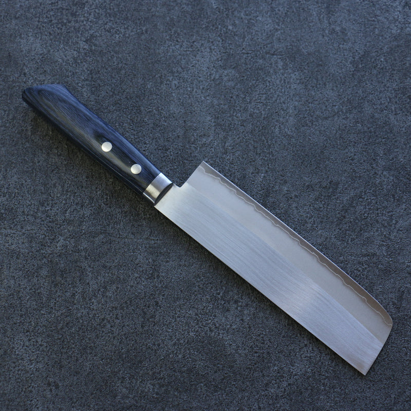 Kunihira VG1 Migaki Terminé Usuba  165mm bleu marine de pakka noir Manipuler - japanny-FR