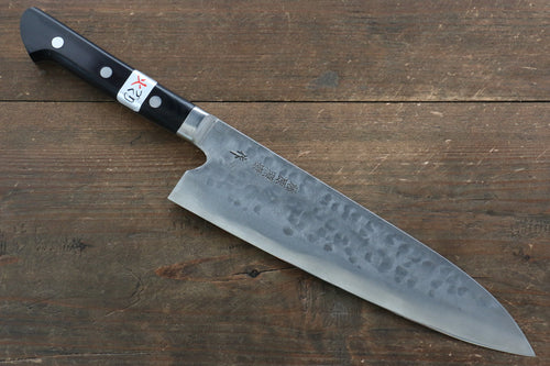 Fujiwara Teruyasu Maboroshi Acier Blanc No.1 Nashiji Martelé Gyuto  210mm Bois de pakka noir Manipuler - japanny-FR