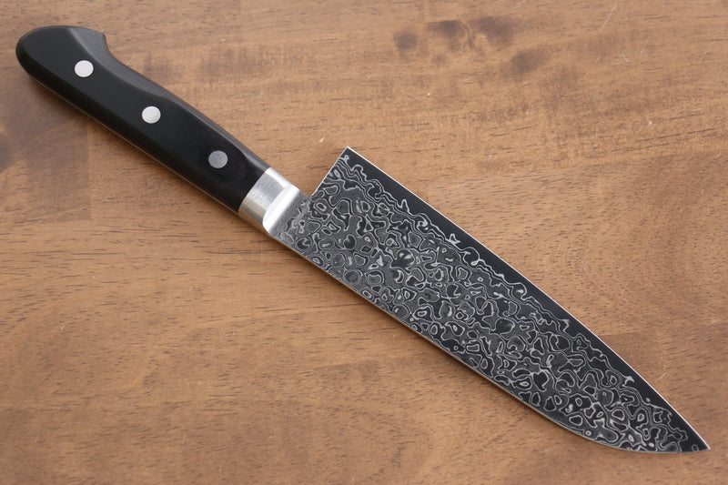 Seisuke AUS10 45 couche Finition miroir Damas Santoku  170mm Bois de pakka noir Manipuler - japanny-FR