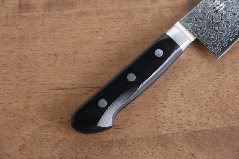 Seisuke AUS10 45 couche Finition miroir Damas Santoku  170mm Bois de pakka noir Manipuler - japanny-FR