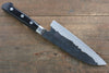 Fujiwara Teruyasu Denka Super Bleu Finition noire Santoku  165mm Bois de pakka noir Manipuler - japanny-FR