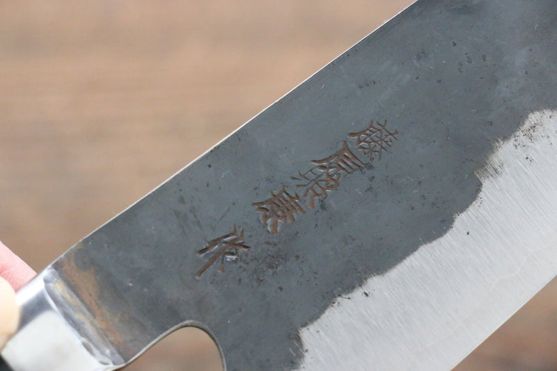 Fujiwara Teruyasu Denka Super Bleu Finition noire Santoku  165mm Bois de pakka noir Manipuler - japanny-FR