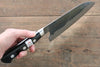 Fujiwara Teruyasu Denka Super Bleu Finition noire Santoku  165mm Bois de pakka noir Manipuler - japanny-FR