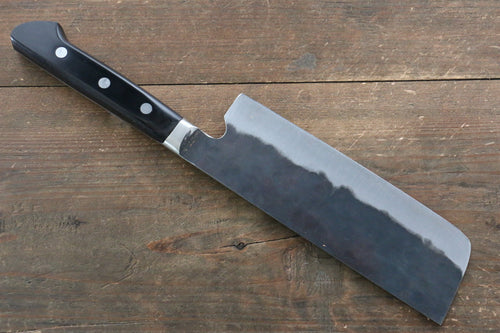 Fujiwara Teruyasu Denka Super Bleu Finition noire Nakiri  165mm Bois de pakka noir Manipuler - japanny-FR