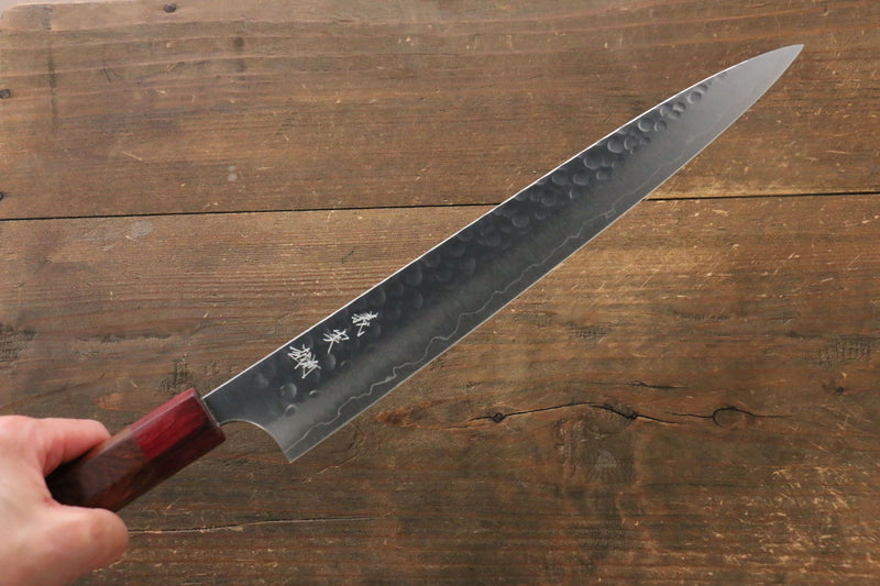Yoshimi Kato Acier argenté NO.3 Martelé Sujihiki  270mm Honduras rouge Manipuler - japanny-FR