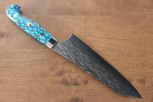 Yu Kurosaki Juhyo SPG2 Martelé Santoku  165mm Turquoise Manipuler - japanny-FR