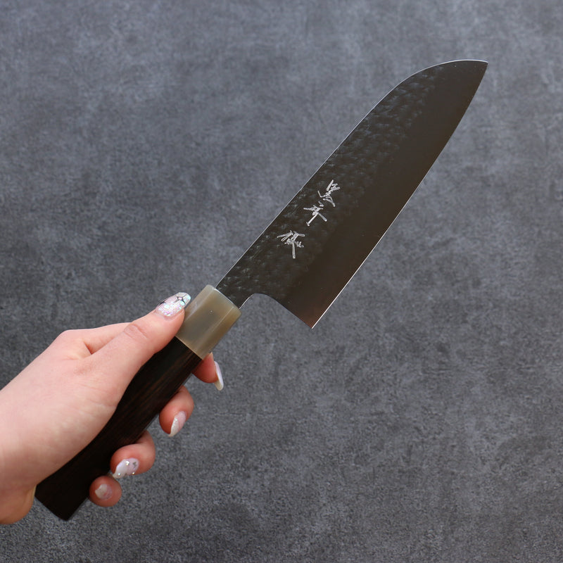 Yu Kurosaki Senko R2/SG2 Martelé Santoku  165mm Bois d'ébène Manipuler - japanny-FR
