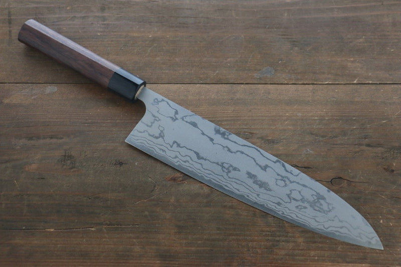 Shungo Ogata Acier Blanc No.2 Damas Migaki Terminé Gyuto  240mm Shitan Manipuler - japanny-FR