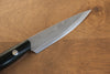 Kazuo Nomura Acier Blanc Damas couteau de chasseur  100mm Micarta noir Manipuler avec Gaine - japanny-FR