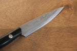 Kazuo Nomura Acier Blanc Damas couteau de chasseur  100mm Micarta noir Manipuler avec Gaine - japanny-FR