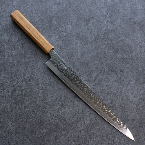 Seisuke Tsukikage AUS10 Migaki Terminé Damaacus martelé Sujihiki  270mm Chêne Manipuler - japanny-FR